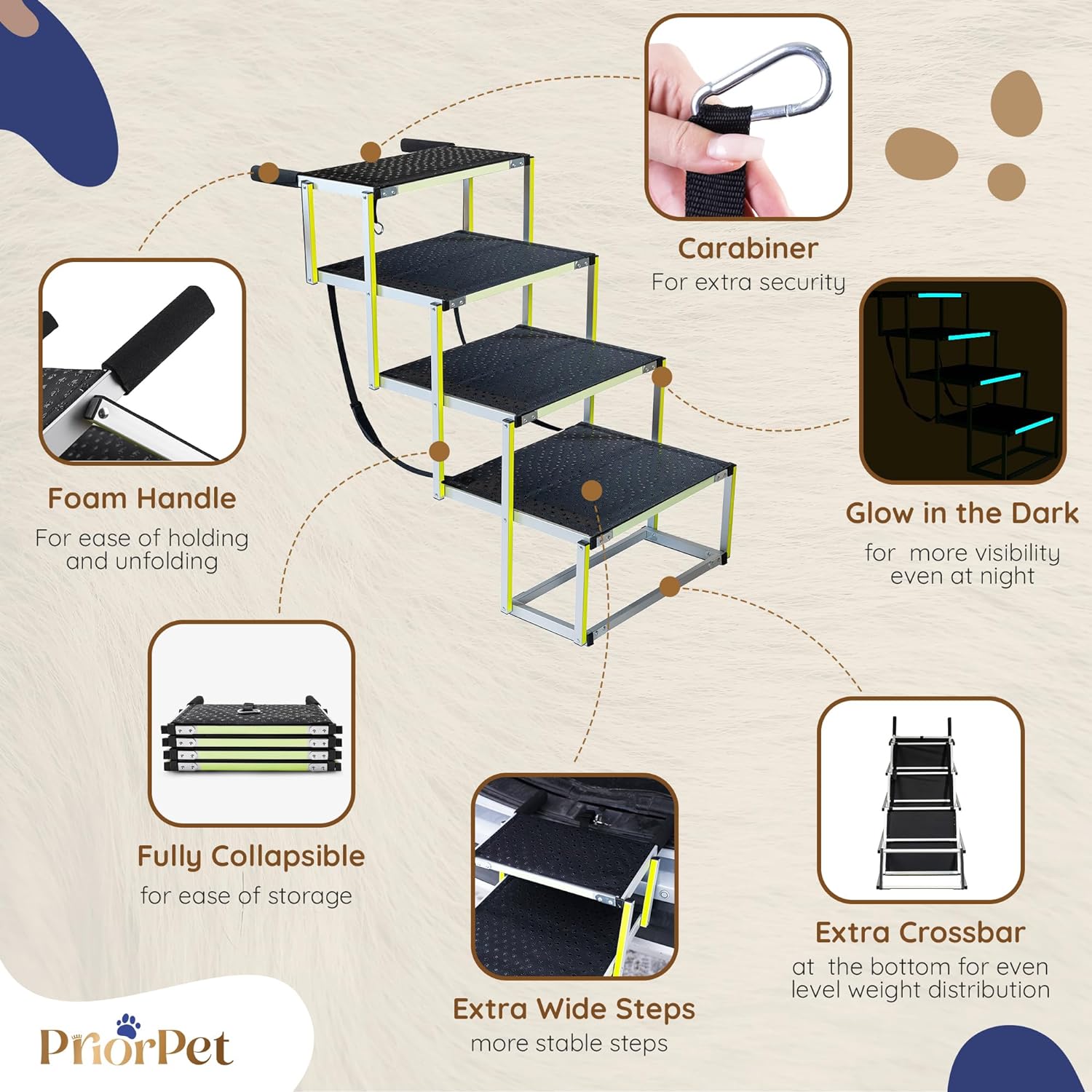 Dog Stairs for Large Dogs 4 Steps Extra Wide Used Like New PriorPet