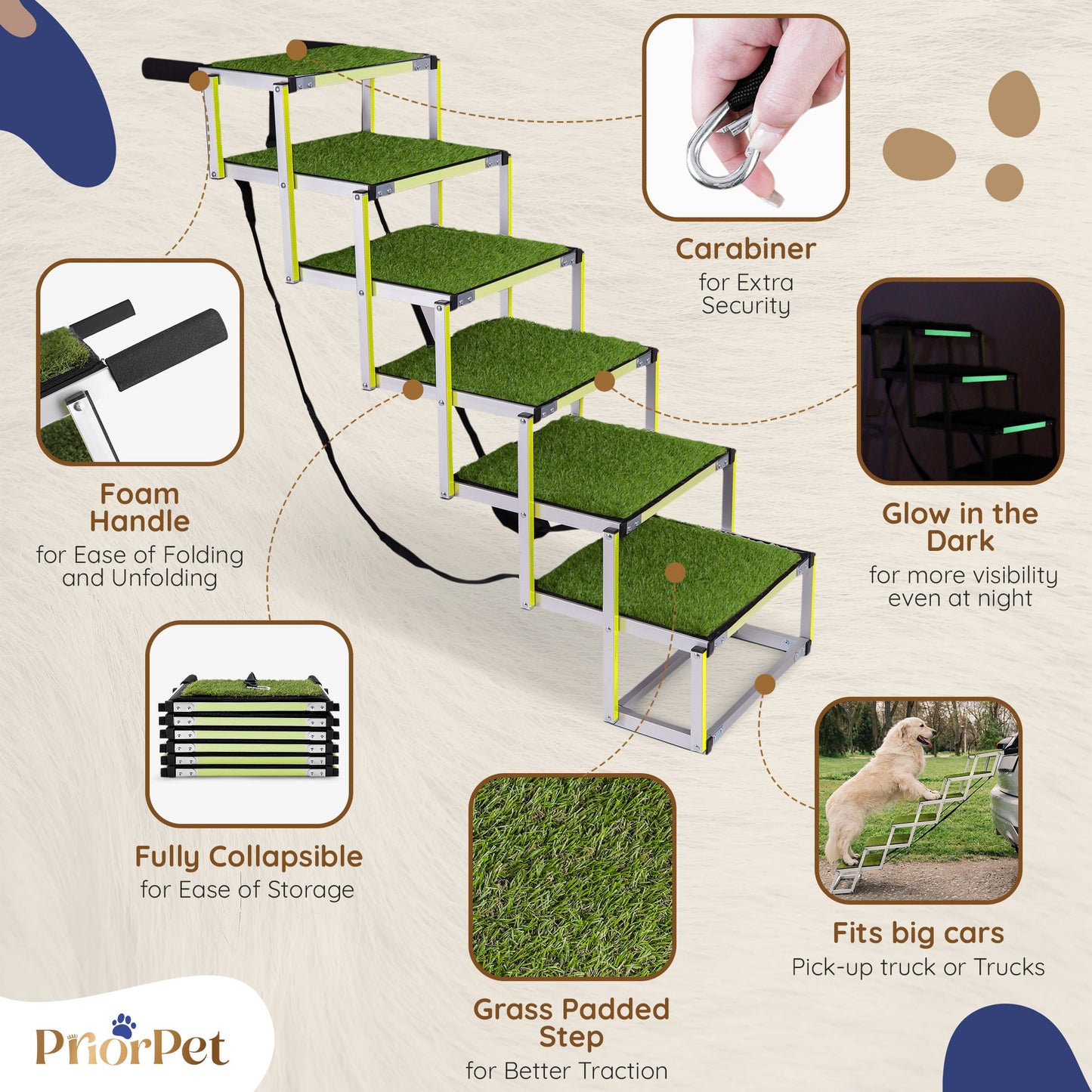 6 Step Outdoor Dog Stairs